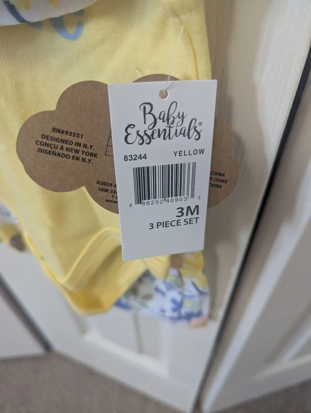 Baby Essentials Yellow 'Mama's Bestie' Baby Onesie Set with Blue Text